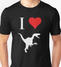 Ich liebe Dinosaurier - Velociraptor (weißes Design) Slim Fit T-Shirt
