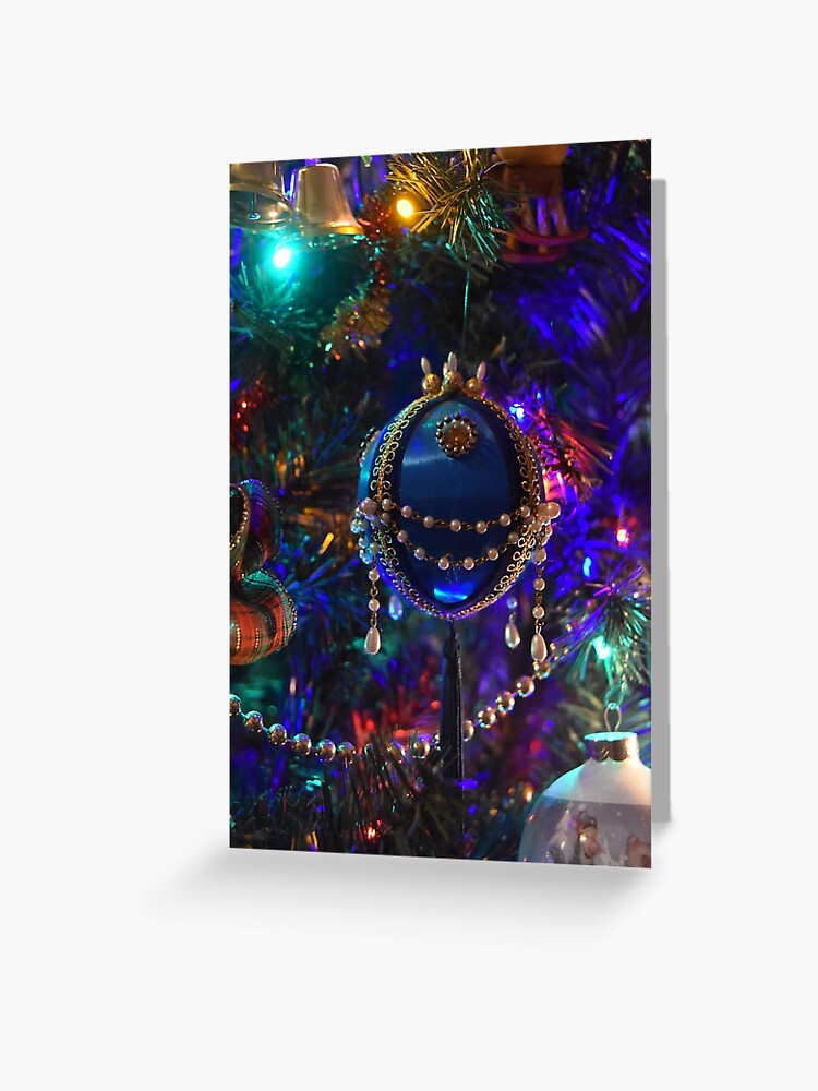 Thumbnail 1 of 2, Greeting Card, Dad's Blue Bead Ornament designed and sold by JoeySkamel.