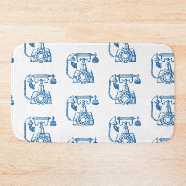 Item preview, Vintage Phone Block Print Pattern in Blue and White designed and sold by OpalEllery.