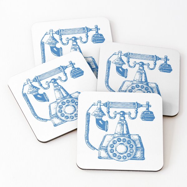 Item preview, Vintage Phone Block Print Pattern in Blue and White designed and sold by OpalEllery.