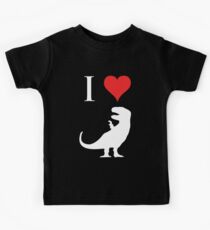 Camiseta para niños Amo los dinosaurios - T-Rex (diseño blanco)