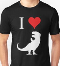 Ich liebe Dinosaurier - T-Rex (weißes Design) Slim Fit T-Shirt
