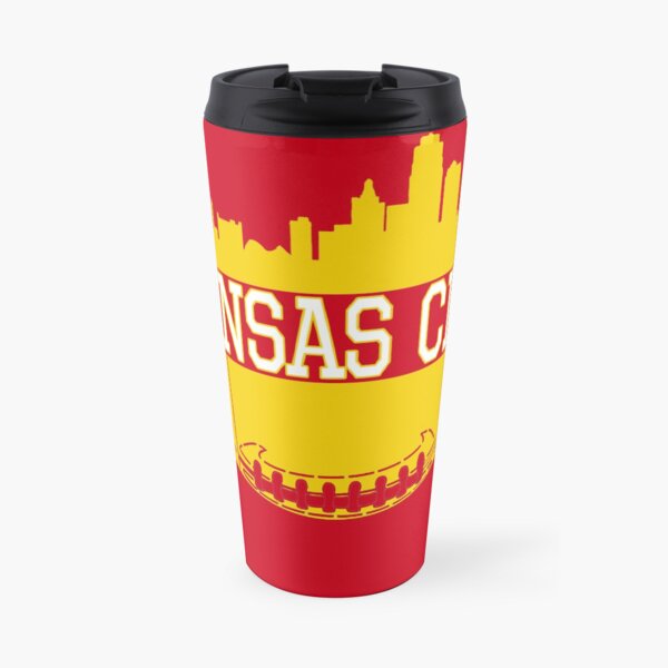 Kansas City Football Skyline KC Fan Red & Yellow Kc Football Travel Mug
