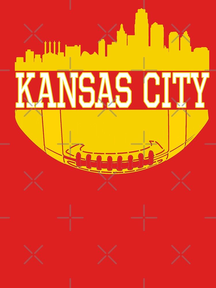Kansas City Football Skyline KC Fan Red & Yellow Kc Football by Bullish-Bear