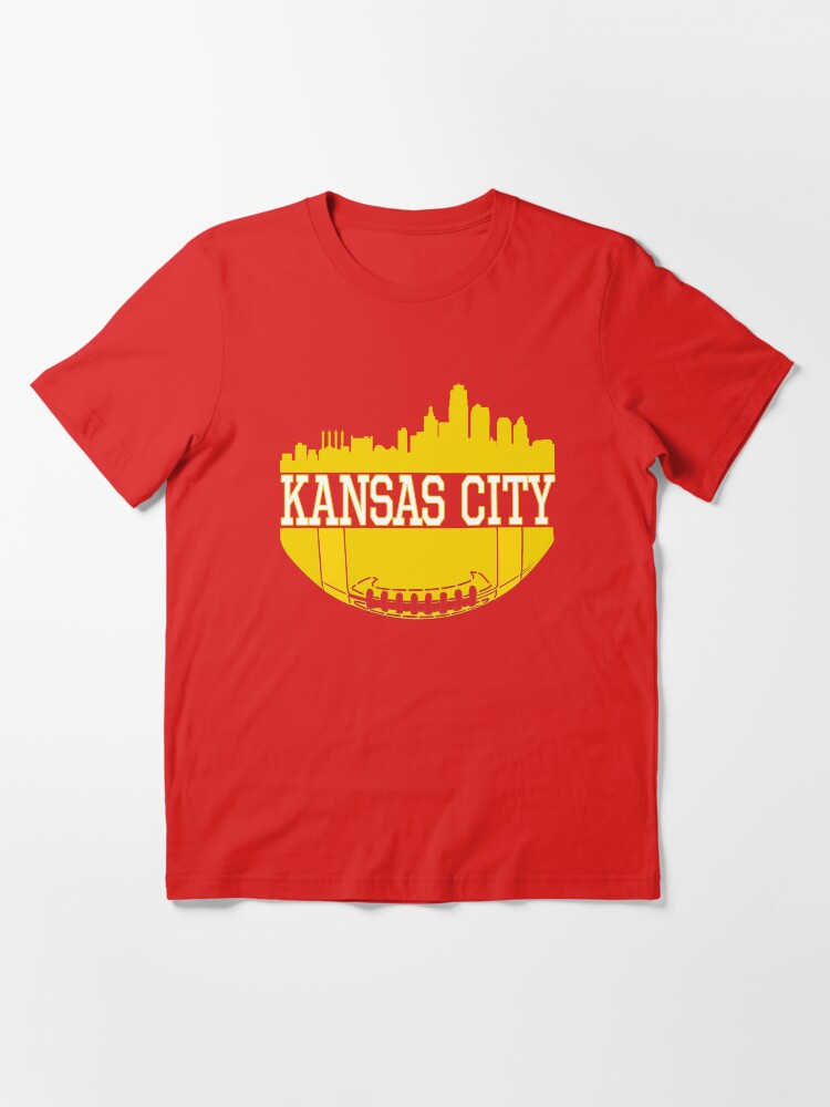 Alternate view of Kansas City Football Skyline KC Fan Red & Yellow Kc Football Essential T-Shirt
