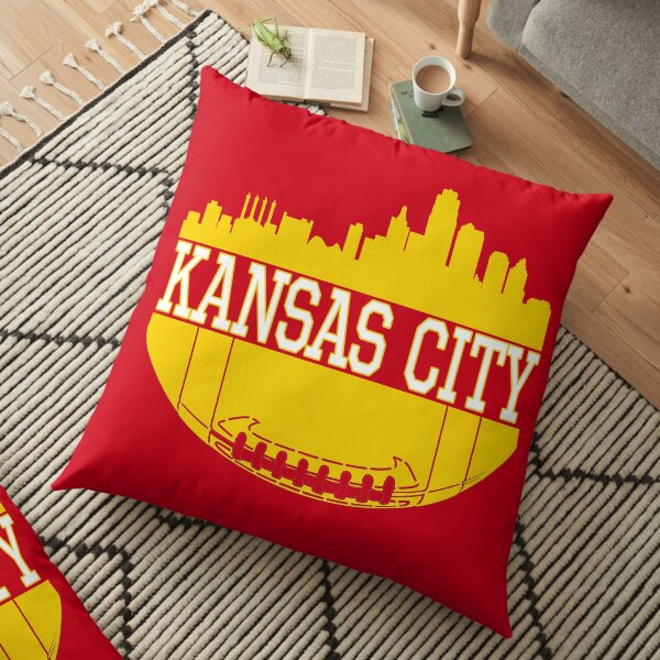 Kansas City Football Skyline KC Fan Red & Yellow Kc Football Floor Pillow
