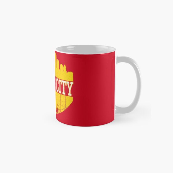 Vintage Classic Kansas City Football Skyline KC Fan Red & Yellow Kc Football Classic Mug