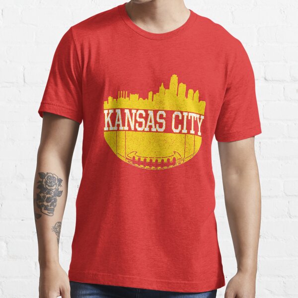 Vintage Classic Kansas City Football Skyline KC Fan Red & Yellow Kc Football Essential T-Shirt