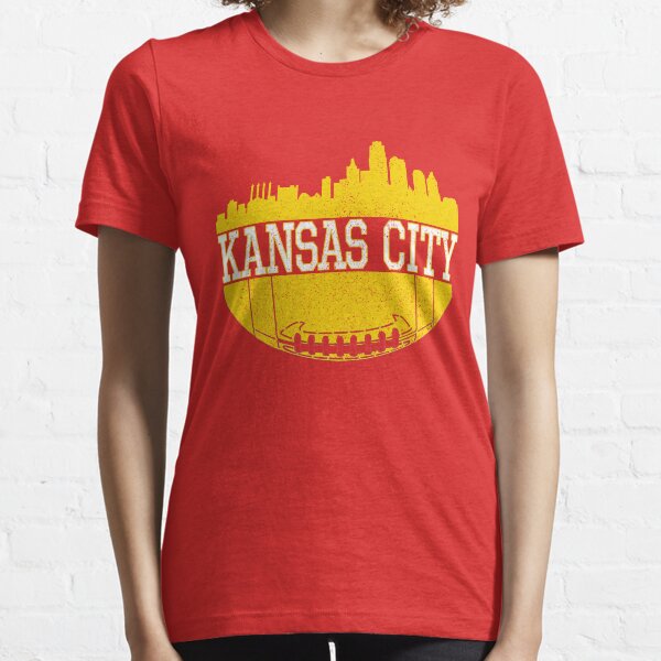 Vintage Classic Kansas City Football Skyline KC Fan Red & Yellow Kc Football Essential T-Shirt