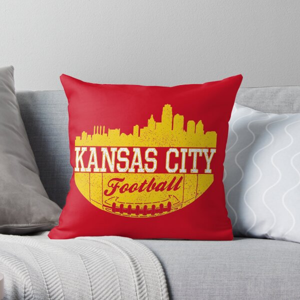 Classic Vintage Kansas City Football KC Fan Red & Yellow Kc Football Throw Pillow