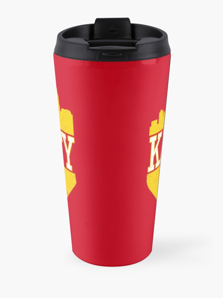 Alternate view of Classic Vintage Kansas City Football KC Fan Red & Yellow Kc Football Travel Mug