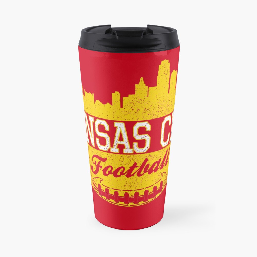 Classic Vintage Kansas City Football KC Fan Red & Yellow Kc Football Travel Mug