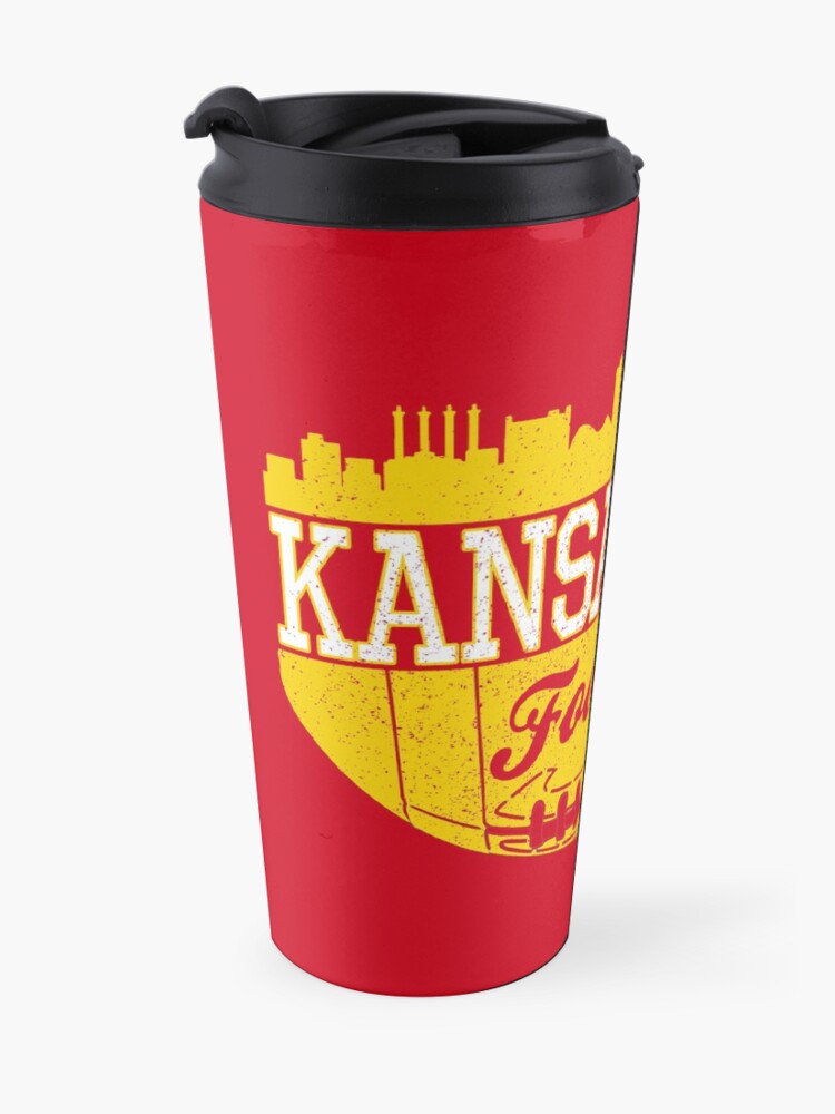 Alternate view of Classic Vintage Kansas City Football KC Fan Red & Yellow Kc Football Travel Mug