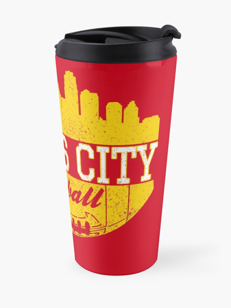Alternate view of Classic Vintage Kansas City Football KC Fan Red & Yellow Kc Football Travel Mug