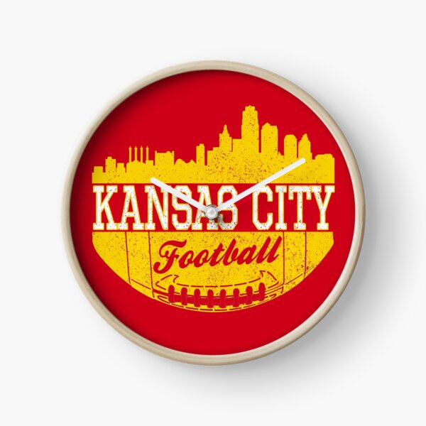Classic Vintage Kansas City Football KC Fan Red & Yellow Kc Football Clock