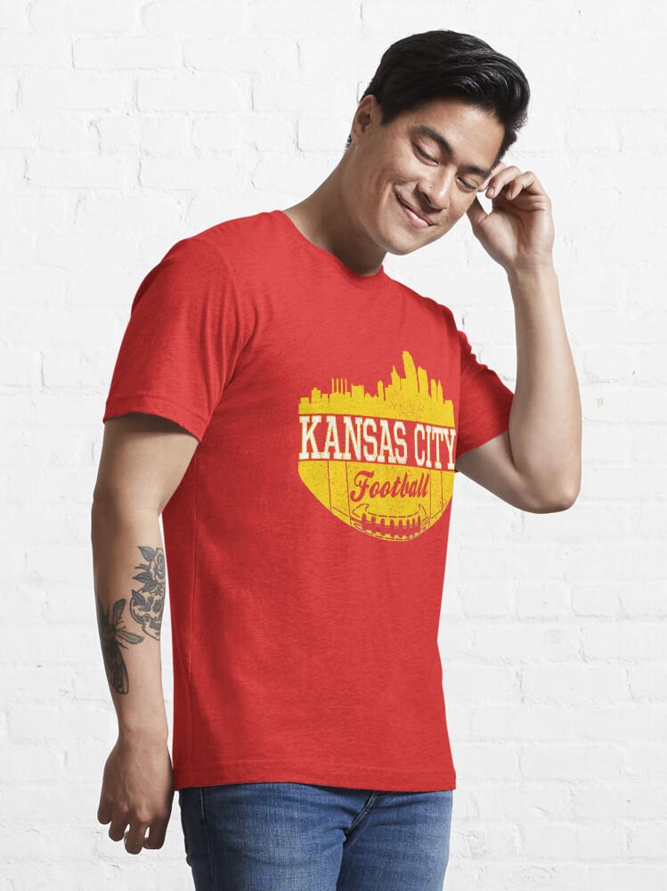 Alternate view of Classic Vintage Kansas City Football KC Fan Red & Yellow Kc Football Essential T-Shirt