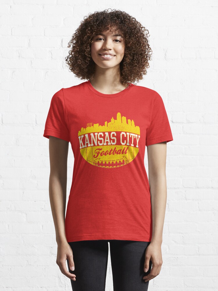 Alternate view of Classic Vintage Kansas City Football KC Fan Red & Yellow Kc Football Essential T-Shirt