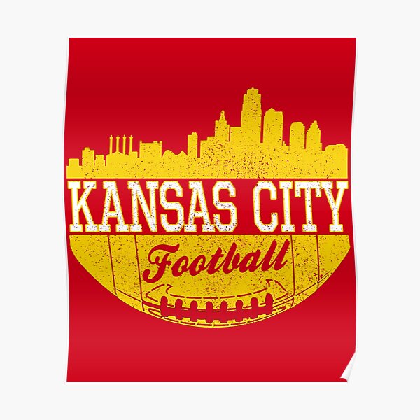 Classic Vintage Kansas City Football KC Fan Red & Yellow Kc Football Poster