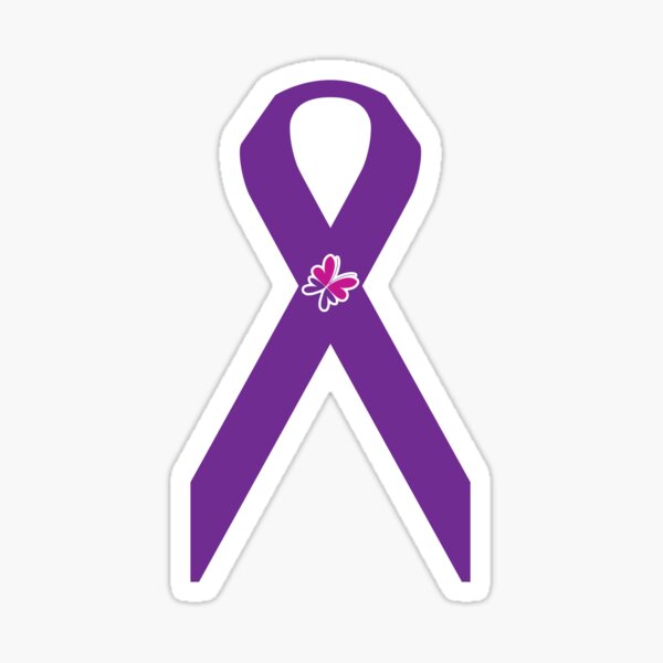 Purple Ribbon and Butterfly - Fibromyalgia Awareness Sticker
