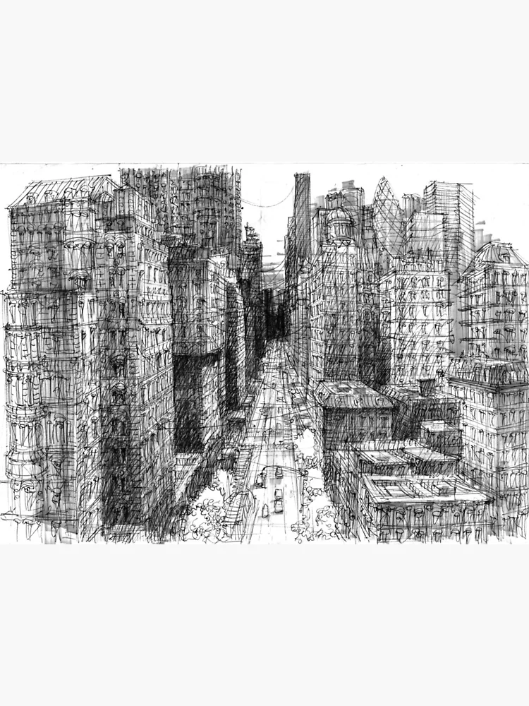 Concrete Jungle - pen & ink drawing | Art Board Print