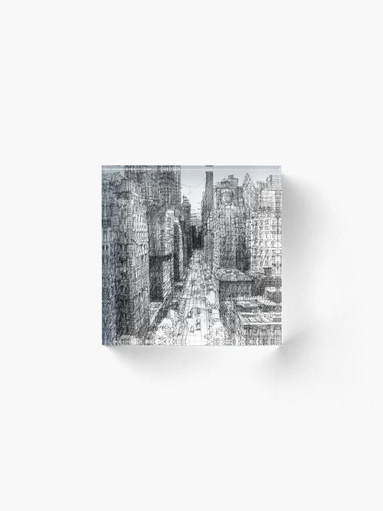 Concrete Jungle Pen Ink Drawing Acrylic Block By Igrols Redbubble