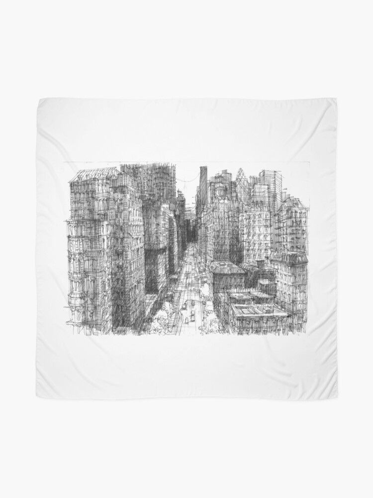 Concrete Jungle Pen Ink Drawing Scarf By Igrols Redbubble