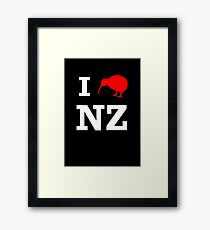 I Love New Zealand (Kiwi) white design Framed Print