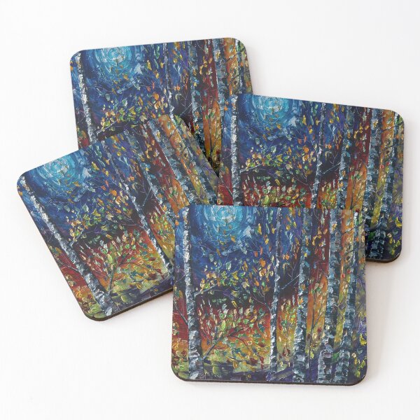 Item preview, Moonlight Sonata With Aspen Trees Palette Knife Painting by @OLenaArt designed and sold by Rocky Mountain Artistry.