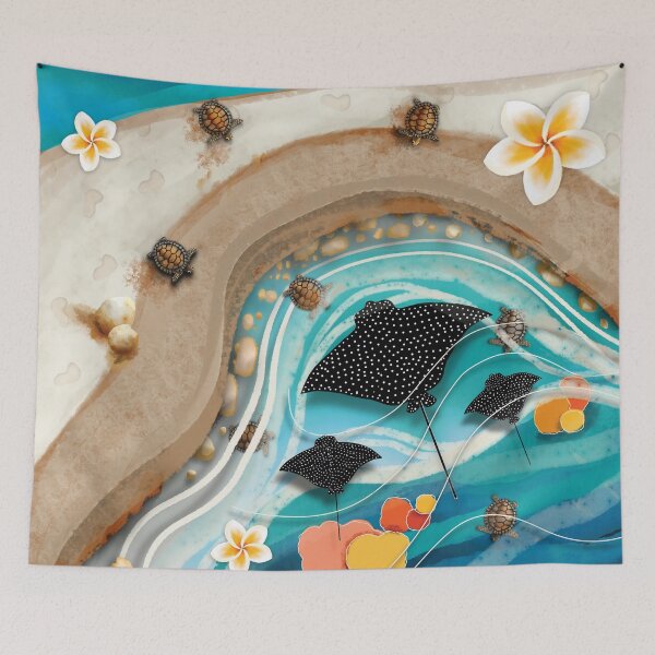 Item preview, Manta Ray and Sea Turtle Tropical Lagoon designed and sold by Karin Taylor.