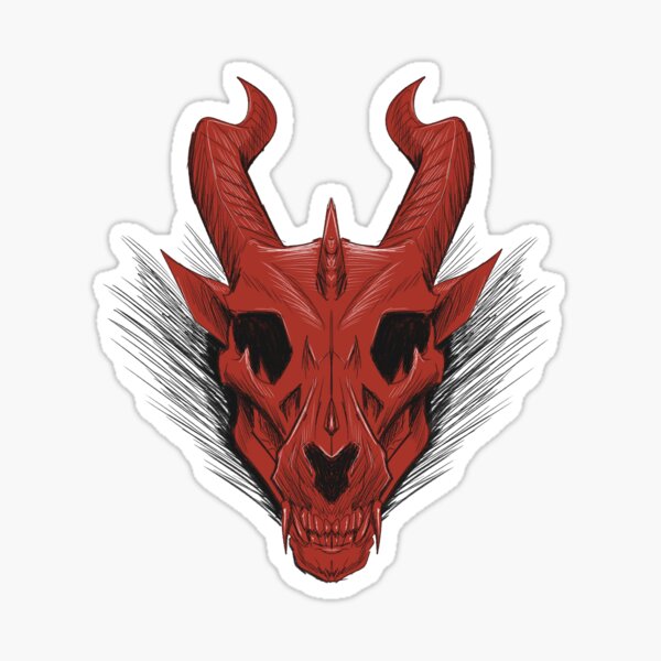 Dragon Skull-Red Sticker