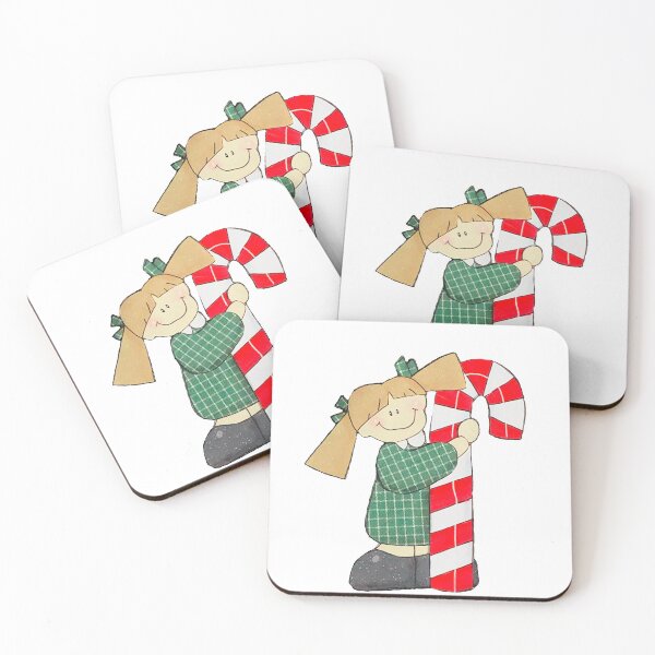 Item preview, Little Girl Green Dress Holding Candy Cane designed and sold by bigberzerk.