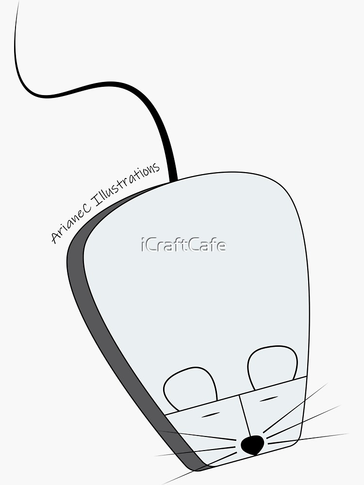 "Cartoon Computer Mouse Pun Art" Sticker by iCraftCafe Redbubble