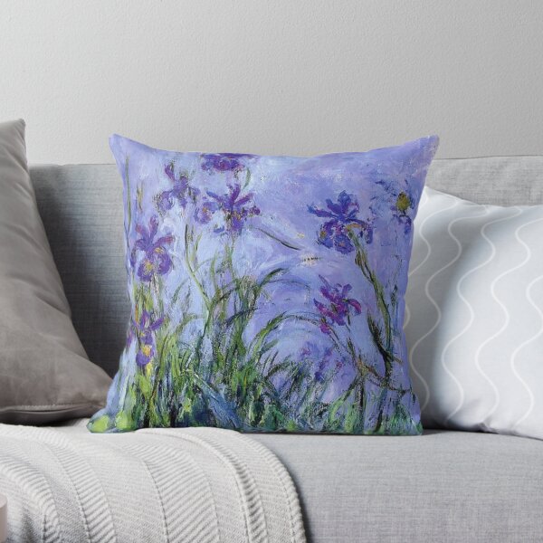 Claude Monet : Lilac Irises 1914 Throw Pillow
