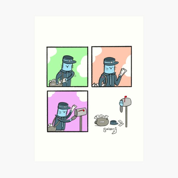 Postman Cat Art Print