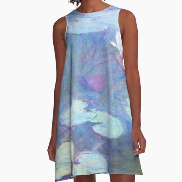 Water Lilies Monet pastel pond A-Line Dress