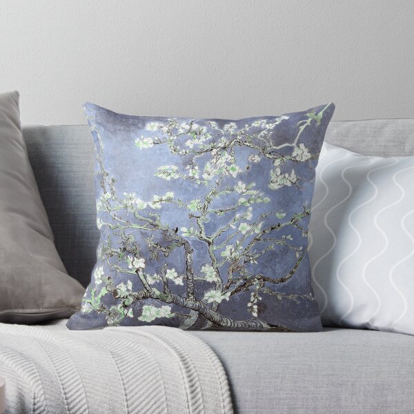 Vincent Van Gogh Almond Blossoms Steel Blue Elegance Throw Pillow