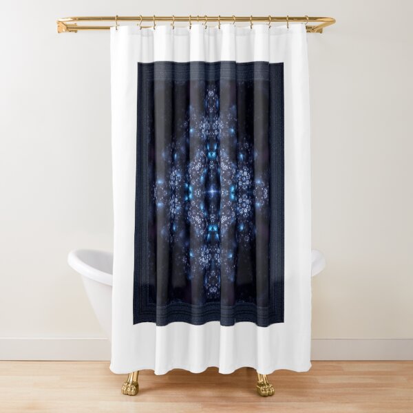 Diamond Blossoms Fractal Kaleidoscope Digital Artwork Shower Curtain