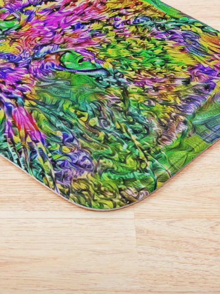 Alternate view of Artificial neural style Flower cat Bath Mat