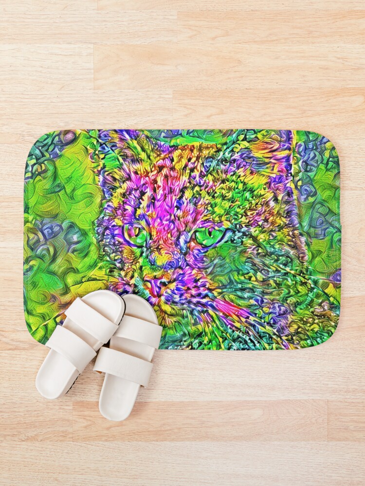 Alternate view of Artificial neural style Flower cat Bath Mat