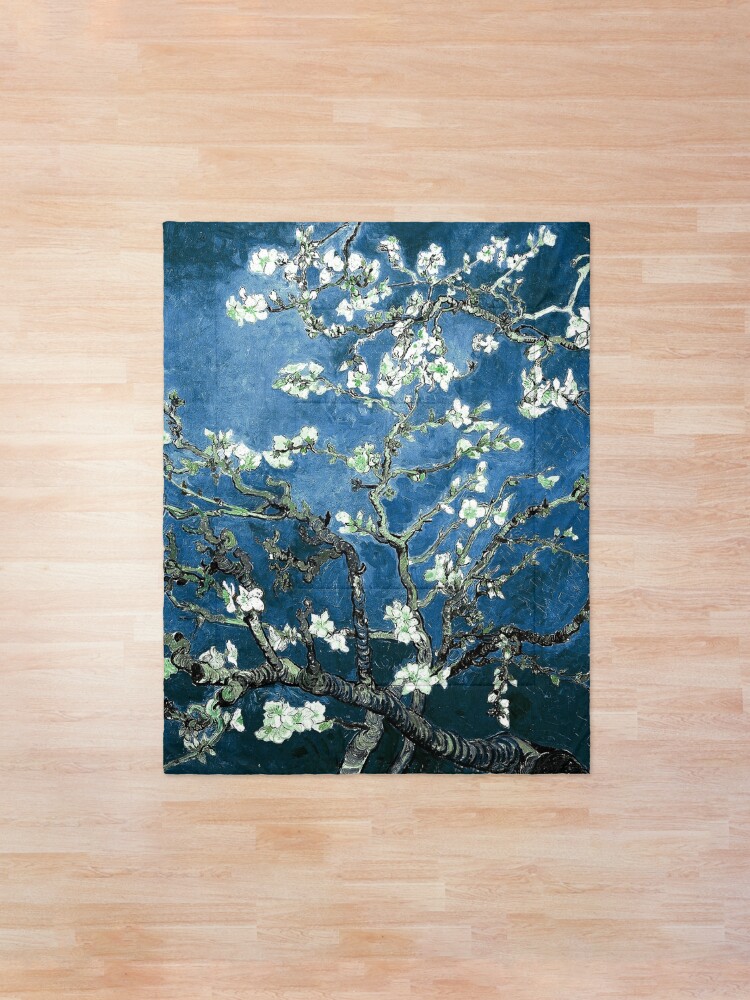 Alternate view of Van Gogh Almond Blossoms Deep Ocean Blue Comforter