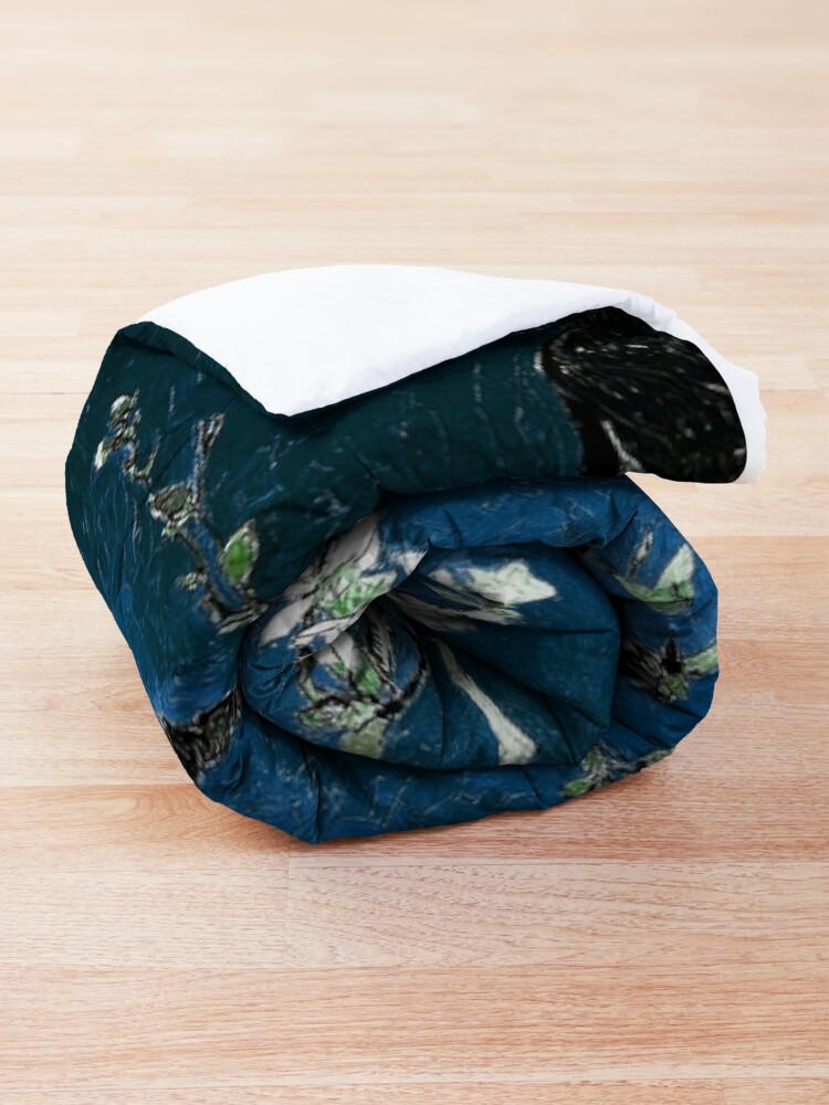 Alternate view of Van Gogh Almond Blossoms Deep Ocean Blue Comforter
