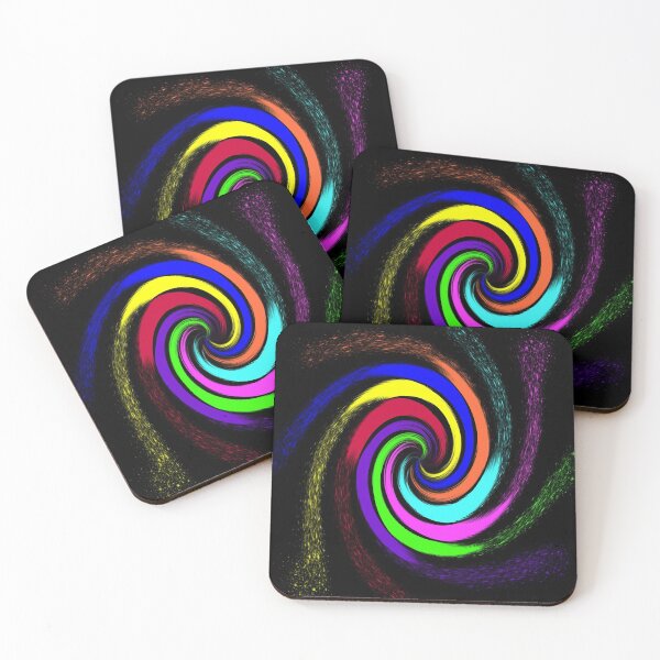 Item preview, Abstract circular design of rainbow colors on black background designed and sold by With My Hands By K.