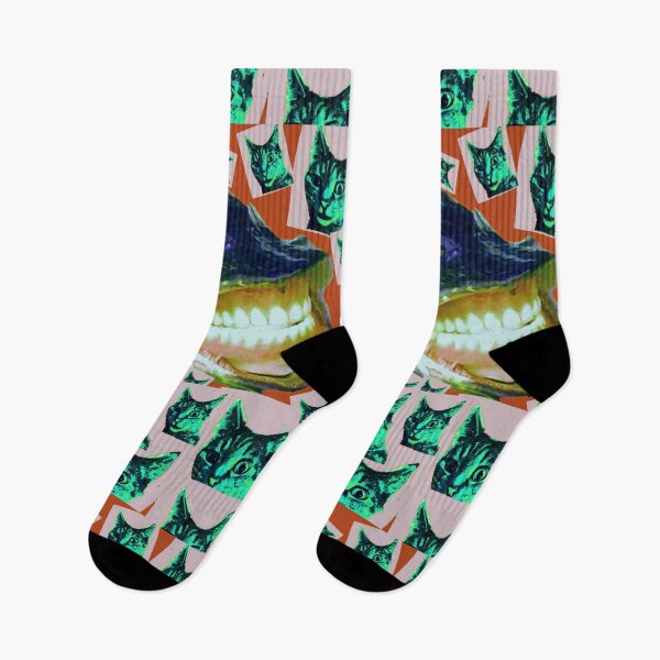 Item preview, Salmon wearing false teeth with freaked out Nigel cat designed and sold by Nicole Wiedig.