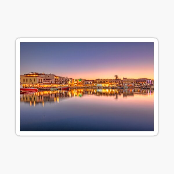 The Sunset at Rethymno's Venetian Harbour in Crete, Greece Sticker