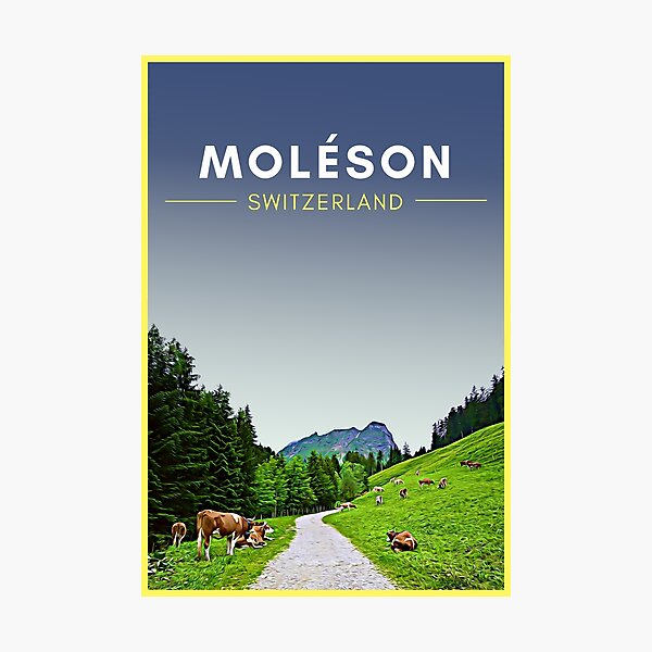 Moleson Gruyeres Switzerland Vintage Travel Art Photographic Print