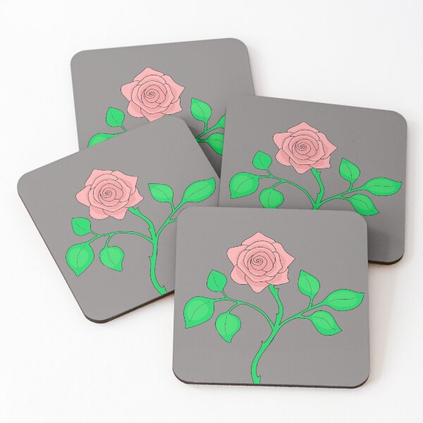 Item preview, Rose with Leaves and Stem - grey background designed and sold by nutmegfairy.