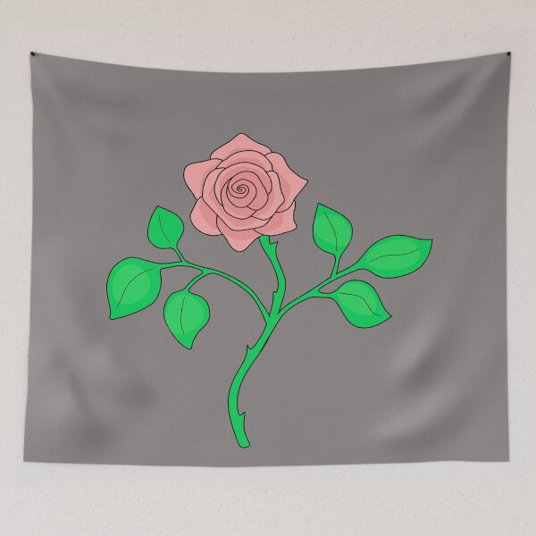 Item preview, Rose with Leaves and Stem - grey background designed and sold by nutmegfairy.