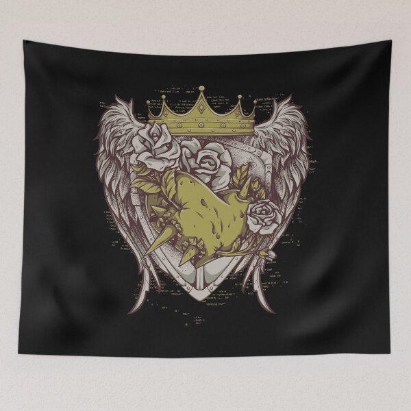 Item preview, A rose attached and placed on a winged shield-Gothic style designed and sold by TinoThreads.