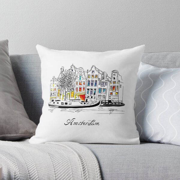 maisons et bateaux hollandais typiques Coussin