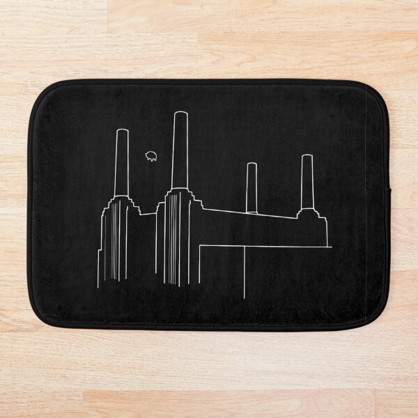 Pink Floyd Animals Minimalistic White on Black Bath Mat